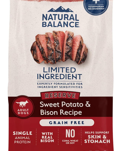 Limited Ingredient Adult Grain-Free Dry Dog Food, Reserve Sweet Potato & Bison Recipe, 4 Pound (Pack of 1)