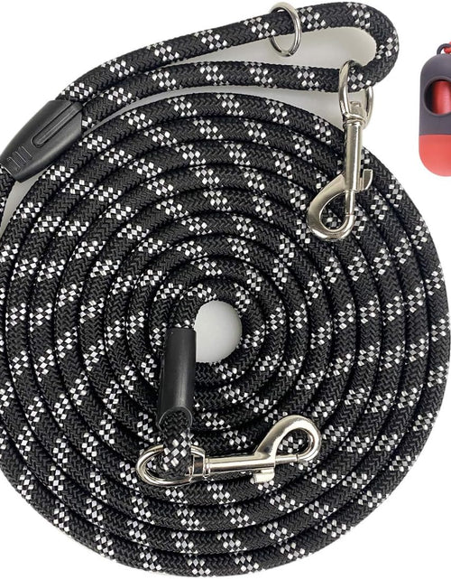 Load image into Gallery viewer, Long Rope Dog Leash for Dog Training 12FT 20FT 30FT 50FT, Reflective Threads Dog Leashes Tie-Out Check Cord Recall Training Agility Lead for Large Medium Small Dogs (10Mm*12Ft, Black)
