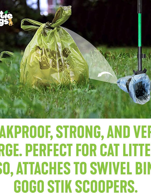Load image into Gallery viewer, The Original Dootie Bag Is Back! Pooch Approved Large Dootie Bags, Dog Poop Bags. Strong, Leakproof - EZ Tie Handles. Perfect for Dogs &amp; Cat Litter. Pet Waste Cleanup, Swivel Bin &amp;  Scoopers.

