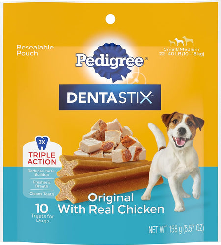 DENTASTIX Small/Medium Dog Dental Treats Original Flavor Dental Bones, 5.57 Oz - 10 Count (Pack of 7)